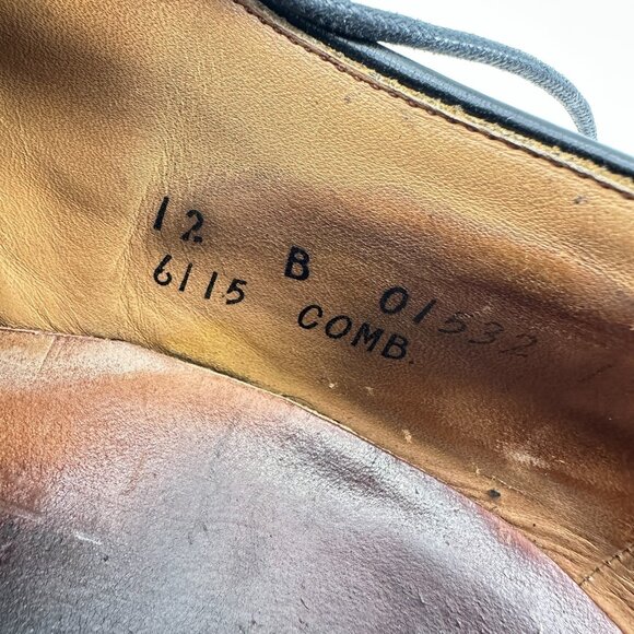 Allen Edmonds Strand Men Size 12B Black Leather Brogue Cap Toe Oxford Dress Shoe - Picture 10 of 12